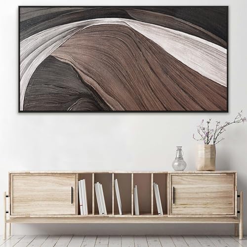 Large Framed Abstract Black And White Wall Art For Living Room 29 X 58 - color: SaddleBrown black, size: 58"L x 29"W