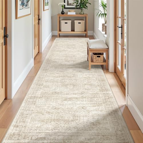 2'6 x 10' Runner Rug Non Slip,Washable Kitchen Rugs,Beige - color: Beige/Ivory, size: 2'6" x 10' (Runner)