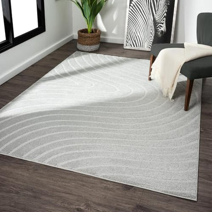 LUXE WEAVERS Modern Geometric Wave Gray 9x12 Area Rug - color: Grey, size: 9' x 12' (Rectangular)