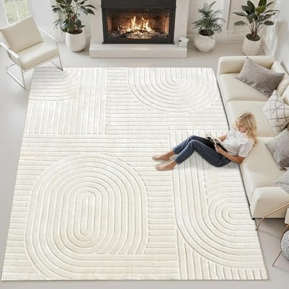 Beige Solid Area Rug 8x10, Washable Rugs for Living Room Bedroom - color: Light Beige, size: 8' x 10' (Rectangular)