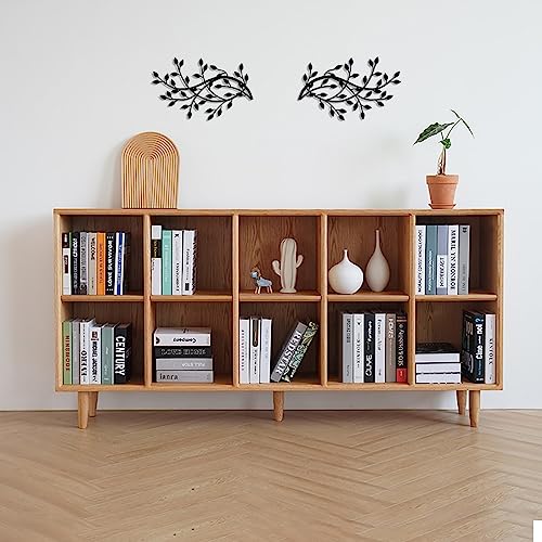 Metal Tree Leaf Wall Decor, Olive Branch Art Bed Hanging Sculptures. - color: Olive Branch-Black