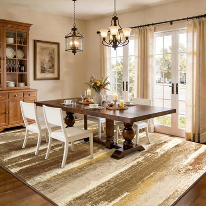 9x12 Area Rugs for Living Room, Brown Modern Abstract Rugs - color: Brown, size: 9' x 12' (Rectangular)