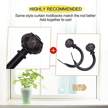 SZXIMU Curtain Drapery Holdbacks for Wall, 2 Pack, Netted Finials, Black - color: Black Netted Texture