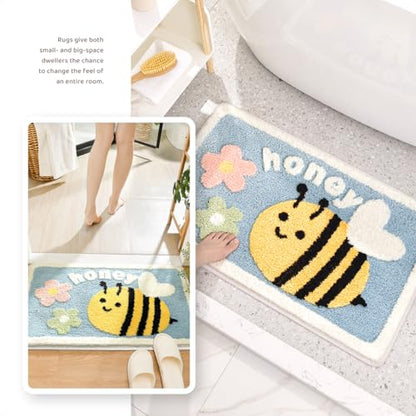 Molesun Bee Bath Mat 20x31, Soft Absorbent Microfiber Bath Rugs - color: Honeybee, size: 20" x 31"