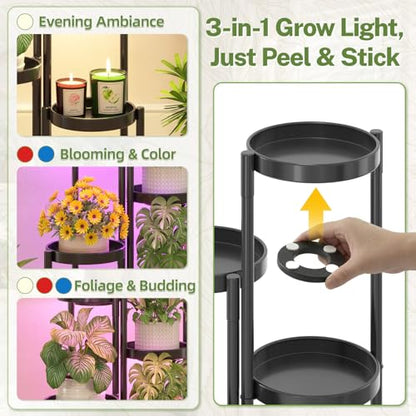 iDavosic.ly Plant Stand Indoor with Grow Lights, 5 Tier Metal Shelf, Black - color: Black with Lights, size: 5 Tiers