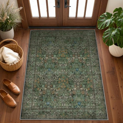 3x5 Rug Small Area Rug Abstract Washable Entryway Rugs, Green - color: Dark Green, size: 3' x 5' (Rectangular)