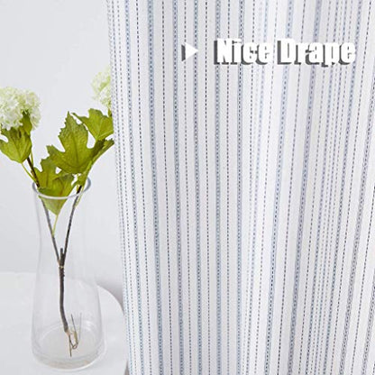 SXZJTEX Striped Cafe Curtains 36 Inch Blue White Kitchen Tiers - color: Blue, size: 27"W x 36"L (Pack of 2)