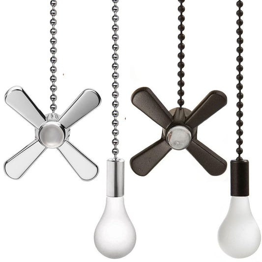 4pcs Ceiling Fan Pull Chain Decorative Ornaments Extension for 13.6 Inch Fan Pulls and Light -(Silver and Black) - color: 2pcs black and 2pcs sliver