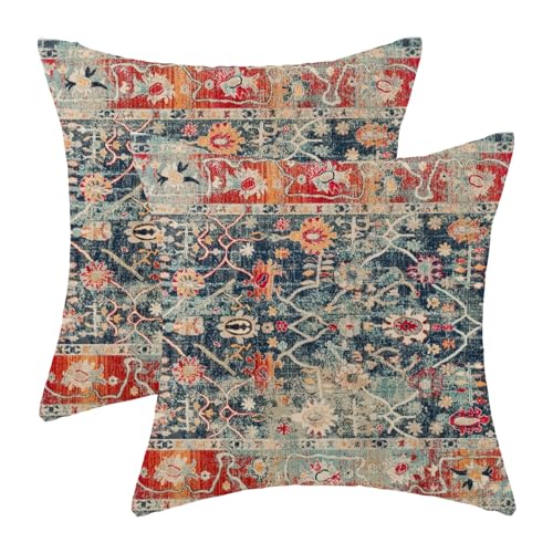 Carpet Rug Navy Blue Red Boho Pillow Covers 18x18 Set of 2 - color: Boho-19, size: 18" x 18" (Pack of 2)