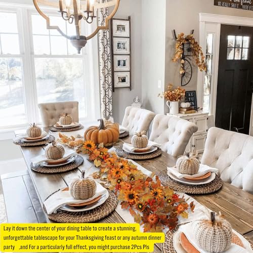 60 Inch Fall Garland (5 Ft) with Sunflowers and Pumpkins, Artificial Autumn Harvest Garland with Maple Leaves & Berries for Mantel Thanksgiving Home Decor Indoor Outdoor