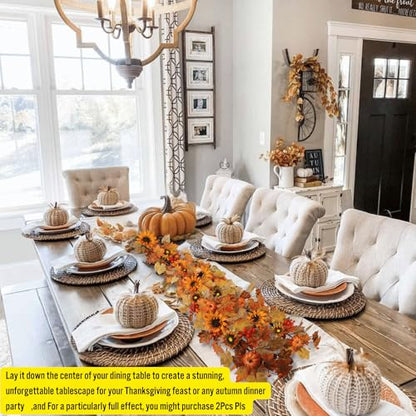 60 Inch Fall Garland (5 Ft) with Sunflowers and Pumpkins, Artificial Autumn Harvest Garland with Maple Leaves & Berries for Mantel Thanksgiving Home Decor Indoor Outdoor