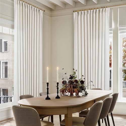 TWODRAPES 98 Inch Long Curtains Pinch Pleat Linen Curtains 2 Panels Natural - color: Natural, size: 40"W x 98"L (Pack of 2)