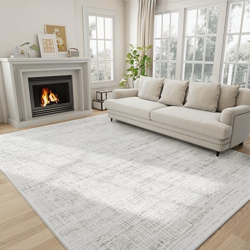 5x8 Washable Area Rug for Living Room Bedroom: Non-Slip Modern White Gray - color: White Gray, size: 5' x 8' (Rectangular)