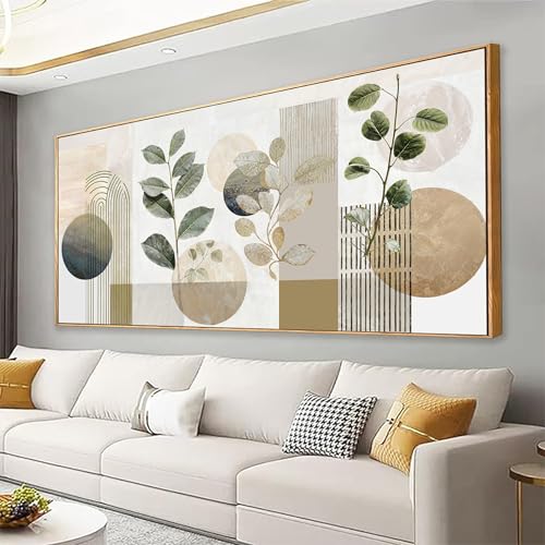 Large Framed Boho Green Botanical Wall Art For Living Room 29 X 58 In - color: green white, size: 58"L x 29"W