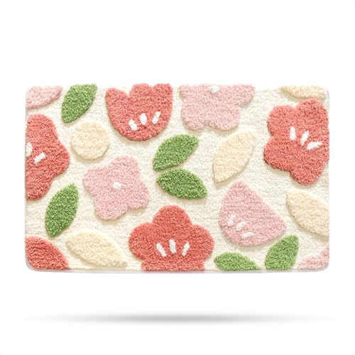 Molesun Floral Bath Mat 16x24, Soft Absorbent Microfiber Bath Rugs - color: Tiny Flowers, size: 16" x 24"