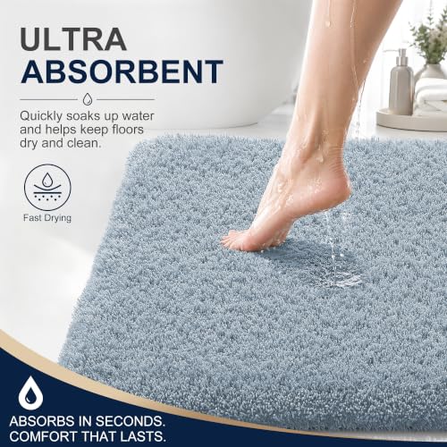 OLANLY Microfiber Large Bathroom Rugs 40x32, Soft Bath Mat, Airy Blue - color: Airy Blue, size: 40" X 32"