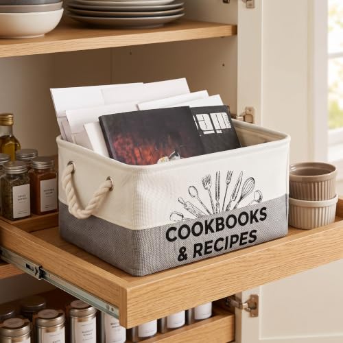 Marsui 1 Pcs Cookbook & Recipe Book Basket Cook Lover Gifts, White Gray - color: White Gray, size: Cookbook
