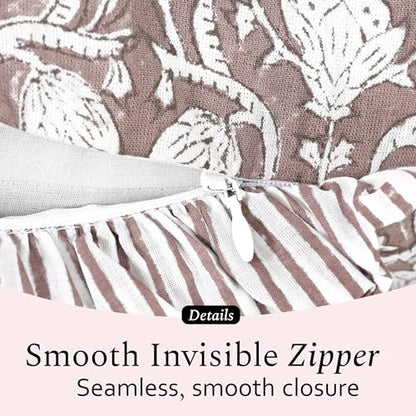 CPC Mocha Regal Block Print Ruffle Sham Pillow Cover 12x20 Inch, Pack of 1 - color: Mocha Regal, size: 20" x 12" (Pack of 1)