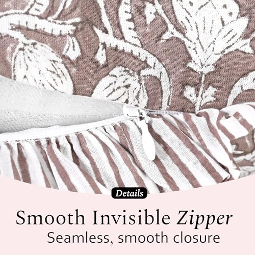 CPC Mocha Regal Block Print Ruffle Sham Pillow Cover 14x36 Inch, Pack of 1 - color: Mocha Regal, size: 36" x 14" (Pack of 1)