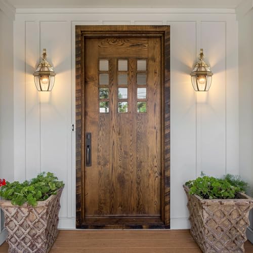 Solid Brass Outdoor Wall Light Fixtures, 12.6" - color: Antique Brass - 1 Pack, size: 12.6 inch