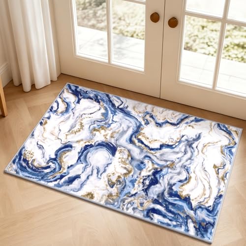 Yamaziot 2x3 Washable Modern Abstract Area Rug Non-Slip Entryway Rug - color: Blue, size: 2x3ft