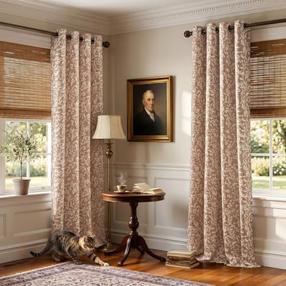 jinchan Taupe Floral Curtians 96 Inch Room Darkening Grommet 2 Panels - color: *Taupe, size: 50"W x 96"L (Pack of 2)