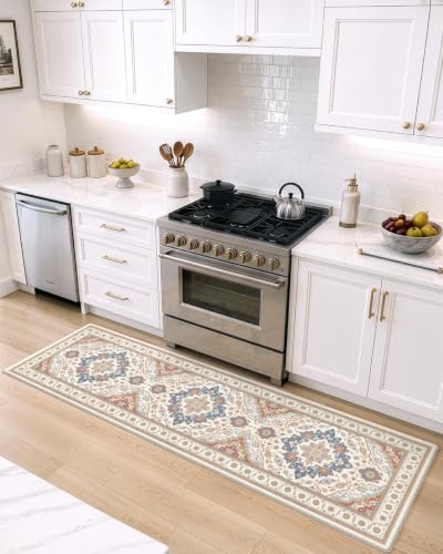 DEXI Kitchen Floor Mats Cushioned Anti Fatigue Runner Rug, 24x87 Beige - color: Light Beige, size: 87"L x 24"W x 0.4"Th