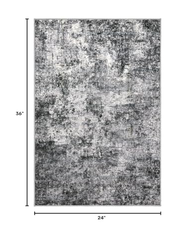 DMOYEST 2x3 Entryway Area Rug Washable Abstract Grey Small Carpet - color: Grey, size: 2' x 3' (Rectangular)