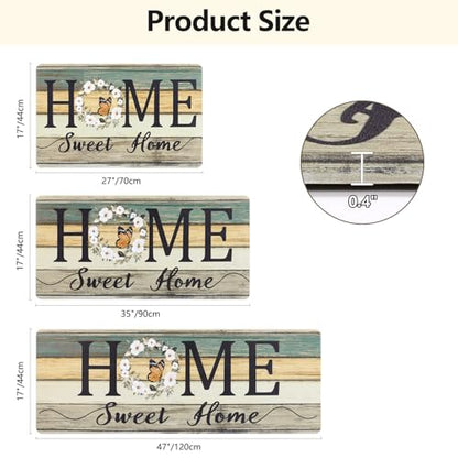 Yamaziot Anti Fatigue Kitchen Rug Set of 3, Non-Slip Cushioned Floor Mats - color: Green/Multi, size: 17.3"x27"+17.3"x35"+17.3"x 47"