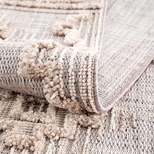 Hauteloom Aria Modern Moroccan Medallion Farmhouse Hallway, Entryway Runner Rug - High Low - High Pile Long Carpet - Cream, Beige, Brown, Beige - 2'7" x 7'3" - color: Charcoal, Cream, Beige / Ampusungan, size: 2'8" x 7'3" (Runner)