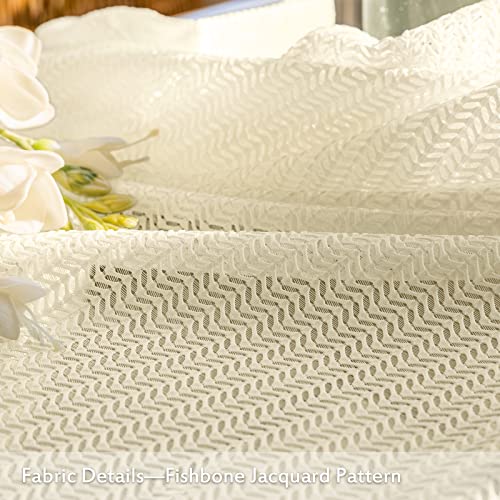 2 Panels Set Sheer Curtains 108 inch Length Beige 52" W x 108" L - color: Beige, size: 52"W x 108"L (Pack of 2)