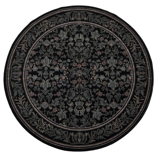 GarveeHome Round Rugs 4ft Washable Circle Rug for Living Room, Black - color: Black, size: 4' (Round)