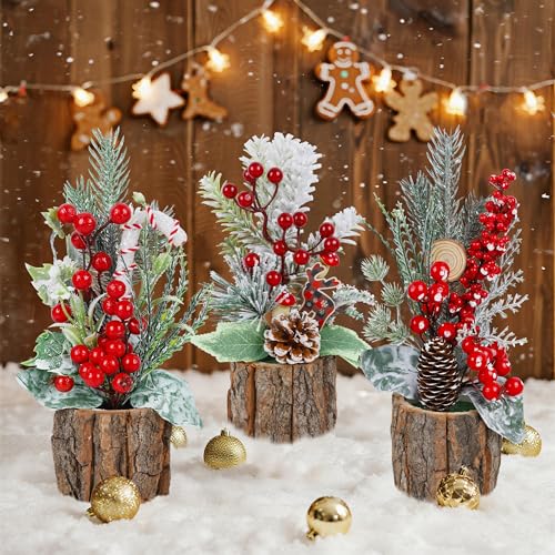 winemana Mini Christmas Trees Table Decorations for Indoor Office, 3 Pack - size: Style 6
