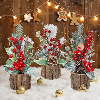 winemana Mini Christmas Trees Table Decorations for Indoor Office, 3 Pack - size: Style 6