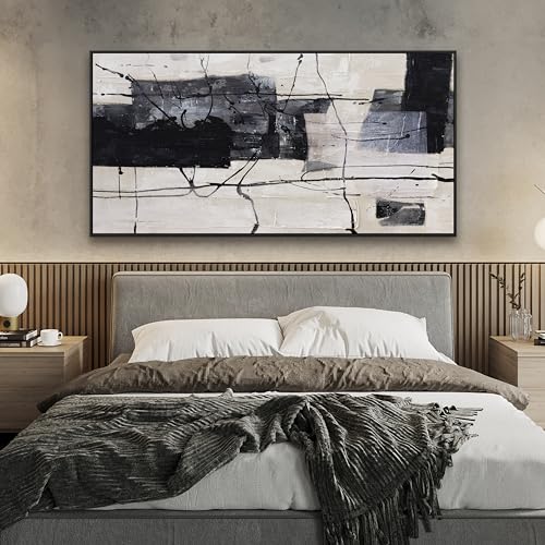 Black White Abstract Wall Art Decor 24"x48" Canvas Wall Art For Bedroom - color: Black, size: 48"L x 24"W