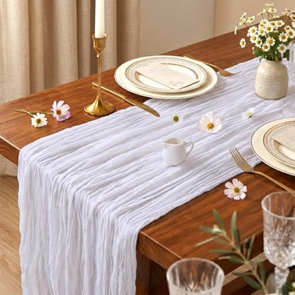 10 Pack White Cheesecloth Table Runner 17 x 108 Inch - color: White, size: 10Pcs - 9 Ft