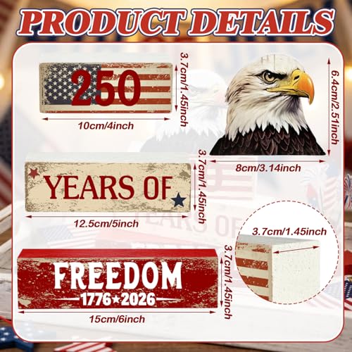 Amyhill 4 Pcs Wooden Sign Decor American Flag - style: American Flag