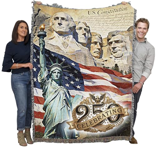 Pure Country Weavers Celebrating 250 담요 - 선물용 미국 250주년 기념 태피스트리 면 소재 담요 - 미국에서 제작 (182.9x137.2cm(72x54인치)) - color: 250주년 기념, size: 72x54