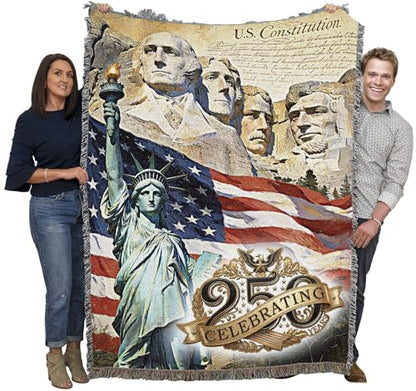 Pure Country Weavers Celebrating 250 담요 - 선물용 미국 250주년 기념 태피스트리 면 소재 담요 - 미국에서 제작 (182.9x137.2cm(72x54인치)) - color: 250주년 기념, size: 72x54