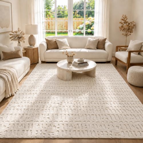 Yamaziot Washable 8x10 Area Rugs for Living Room Textured Non Slip, Beige - color: Beige, size: 8' x 10' (Rectangular)