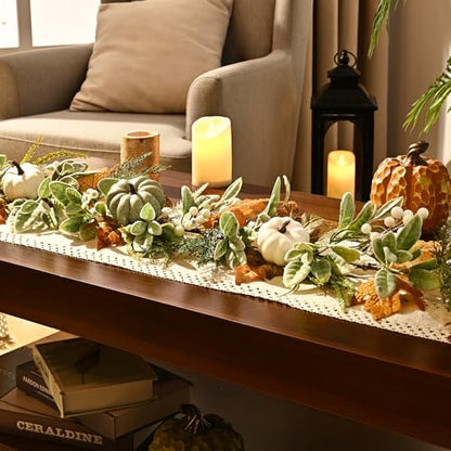 Waipfaru Fall Decor, Fall Garland for Mantle, Autumn Garland with Lights - size: 2 Pcs, 6FT