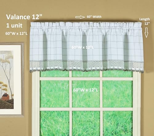 Today's Curtain Adirondack 2-Tone Crochet Valance 12", White/Gray, 60W x 12L - color: White/ Gray, size: 60"W x 12"L (Pack of 1)