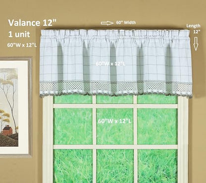 Today's Curtain Adirondack 2-Tone Crochet Valance 12", White/Gray, 60W x 12L - color: White/ Gray, size: 60"W x 12"L (Pack of 1)