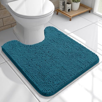 OLANLY Toilet Rugs U-Shaped 20x20, Soft Absorbent Chenille Contour Rugs - color: Peacock Blue, size: 20" X 20" Contour Rug