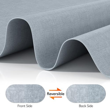 DOLOPL Oval Placemats Set of 6, Dusty Blue Faux Leather Table Place Mats - color: Dusty Blue, size: Medium: 11.8" x 17"