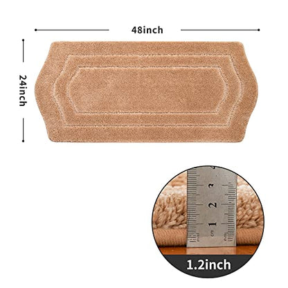COSY HOMEER Plush Non-Slip Bath Mat, Beige, 24" x 48" - color: Beige, size: 24" x 48" (Oval)