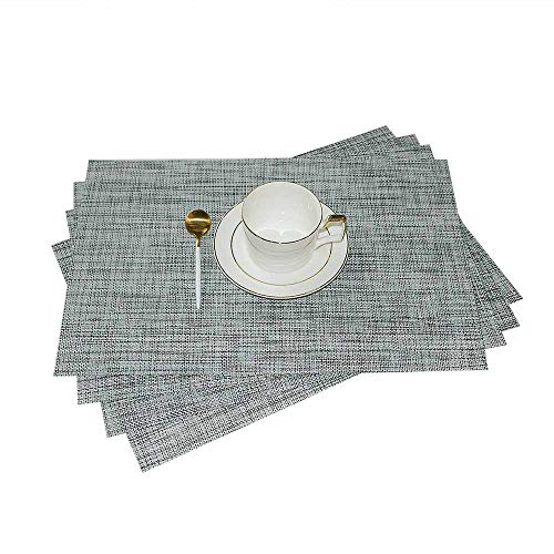 GIVERARE Placemats Set of 4, Heat-Resistant Woven Vinyl Place Mat, Non-Slip Washable PVC Table Mats, Easy to Clean Premium Plastic at for Dining, Kitchen Table (Smoky Gray) - color: Smoke Gray
