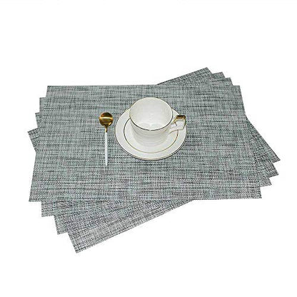 GIVERARE Placemats Set of 4, Heat-Resistant Woven Vinyl Place Mat, Non-Slip Washable PVC Table Mats, Easy to Clean Premium Plastic at for Dining, Kitchen Table (Smoky Gray) - color: Smoke Gray