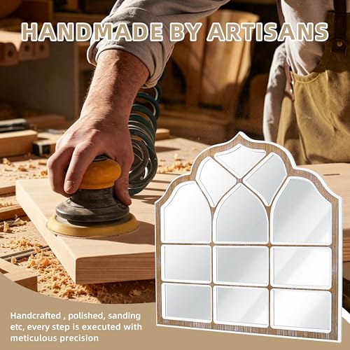36x36 Inch Window Pane Wall Mirror, Farmhouse Gothic Arched Mirror - color: H - Window - 36x36 in