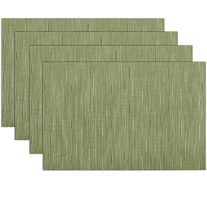 SHACOS Placemats Set of 4 Woven Vinyl Place Mats for Dining Table Wipe Clean Non Slip Table Mats (4, Olive Green) - color: Olive Green, size: Set of 4